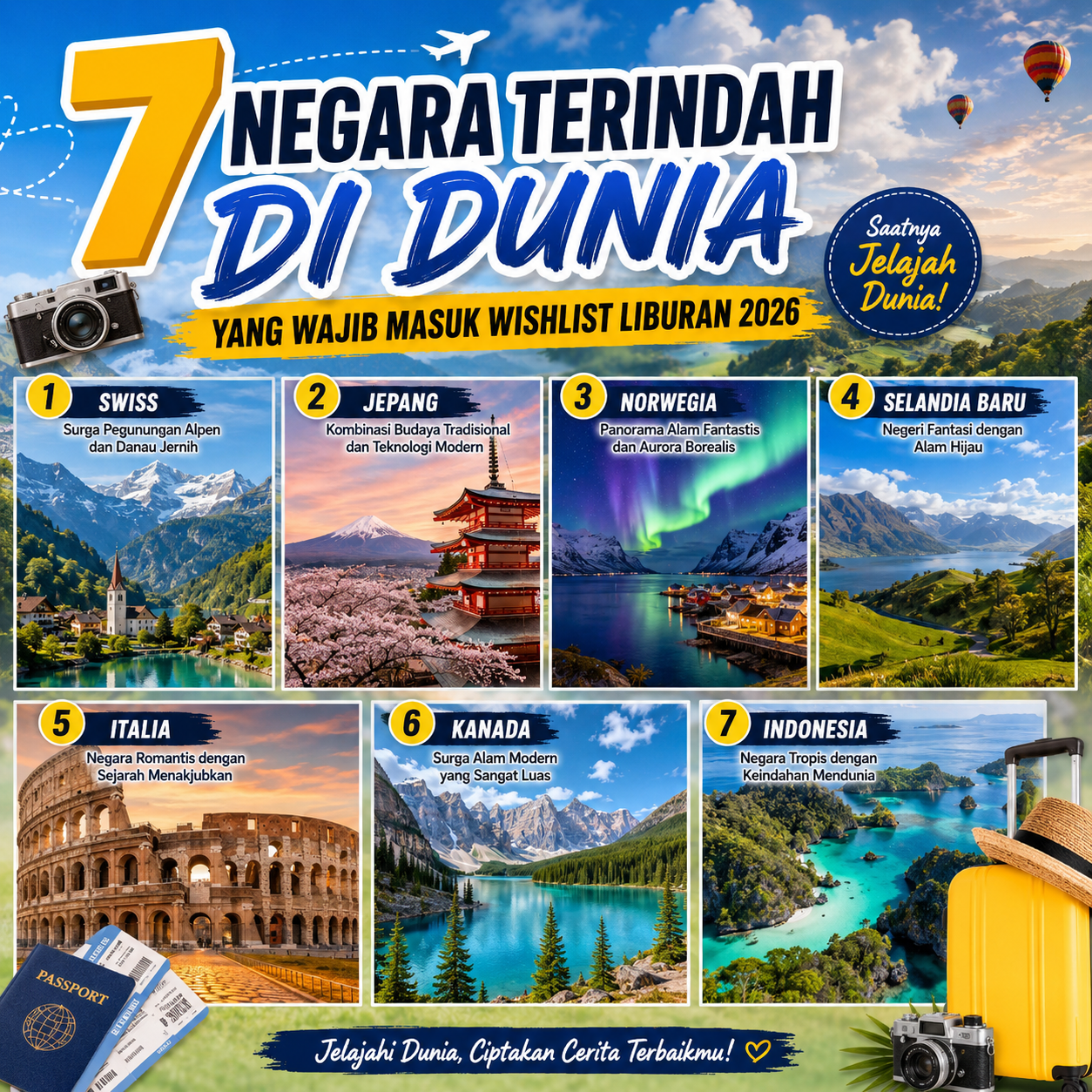 7 Negara Terindah di Dunia yang Wajib Masuk Wishlist Liburan 2026
